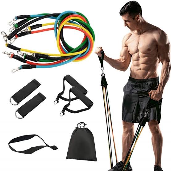 Gym Belt - Power Exercise Resistance Exercise Band 5 in 1, Fitness Band set of 11 - Gym & Fitness