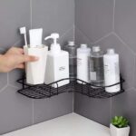 Self Adhesive Wall Corner Rack – Multipurpose Self-adhesive Kitchen Sink Organizer Metal Bathroom Accessories Corner Shelf Wall Mount Storage Rack