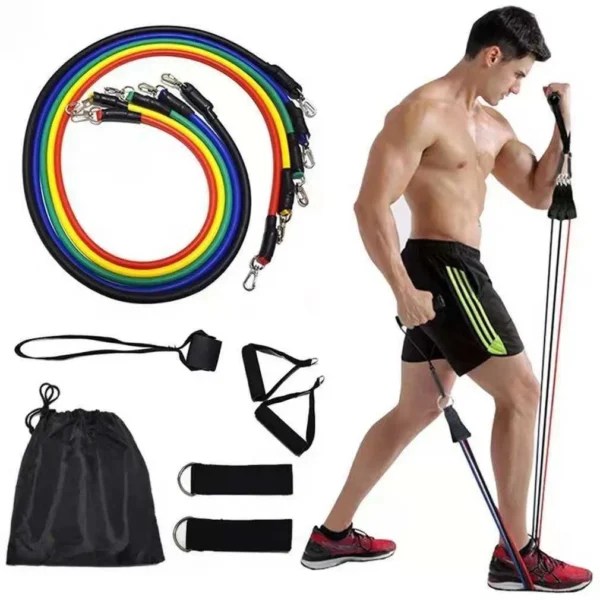 Gym Belt - Power Exercise Resistance Exercise Band 5 in 1, Fitness Band set of 11 - Gym & Fitness